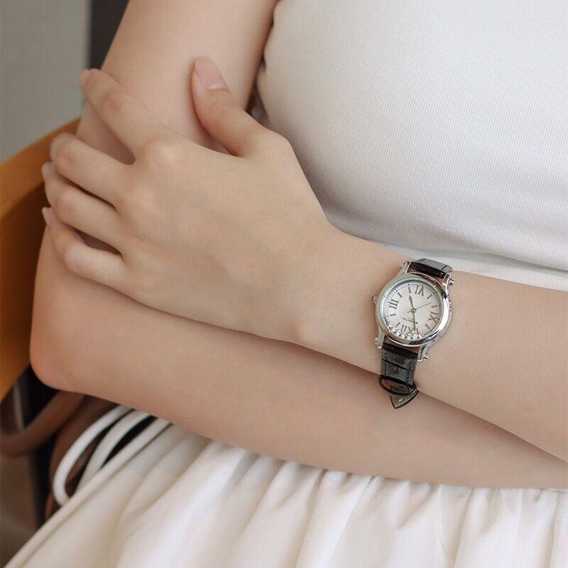 Yang Mitong Happy Diamond Mobile Seven Diamond Watch Ladies Light Luxury Niche Waterproof High Value Leather Women'S Watch