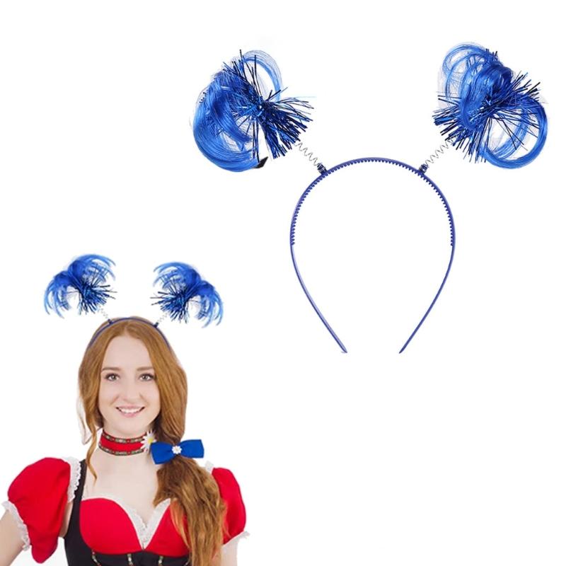 Vícebarevná paruka čelenka kostýmní doplňky třpytivá omotaná culíky hlavová ozdoba pro dívky děti vlasy peří potřeby