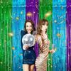 6Pcs Rainbow Photo Backdrop Hanging Streamers  For Festival Event And Celebration Foils Fringes Tinsel Curtains