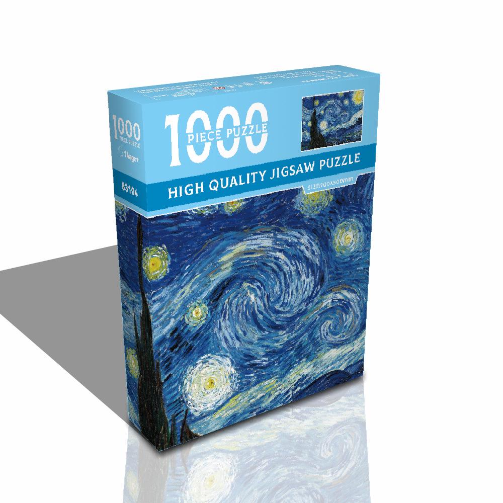 1,000-Piece High-Difficulty Jigsaw Puzzle for Adults - Stress Relief and Boredom Buster Featuring Famous Van Gogh Oil Paintings.