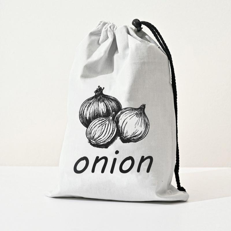 Reusable Onion Potatoes Storage Bag Large Drawstring Canvas Storage Bags With Side Zipper Keep Fresh Vegetable Fruit Organizer