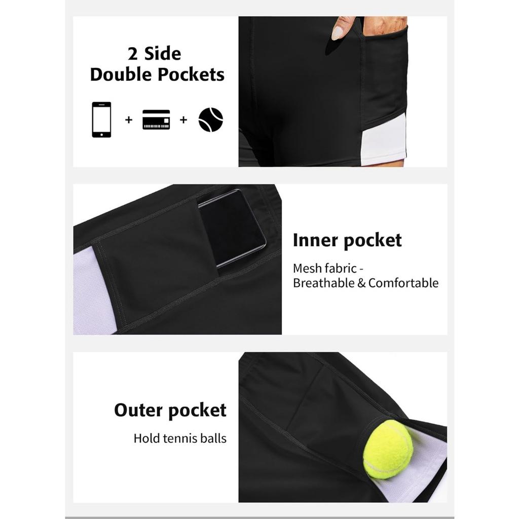 CHARMLEAKS Tenniskjole for kvinner med shorts Golfkjole Trening Justerbar treningskjole Activewear