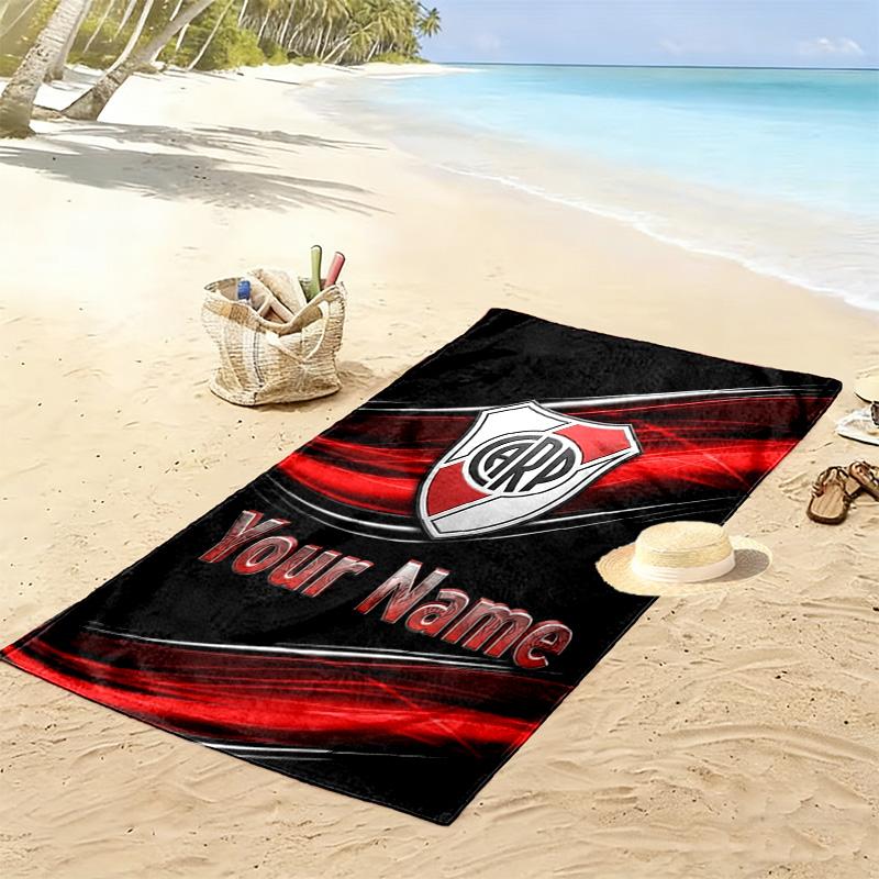 Name Custom River Plate Logo Print Beach Towel, Large Soft Quick Dry Towel for Beach Camping Swimming
