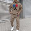 Men'S Stand Up Collar Button Casual Long Sleeved Shirt Long Pants Sports Suit