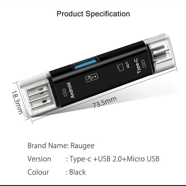 5 em 1 multifuncional usb 3.0 tipo c/usb/micro usb/tf leitor de cartão de memória adaptador de leitor de cartão otg