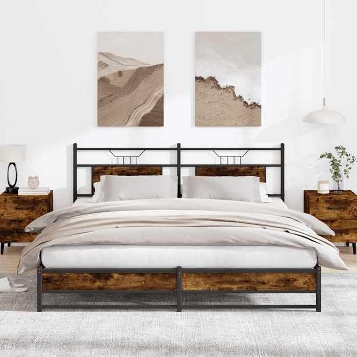 VidaXL Metal Bed Frames Without Mattress Smoked Oak 180x200 Cm 3325109