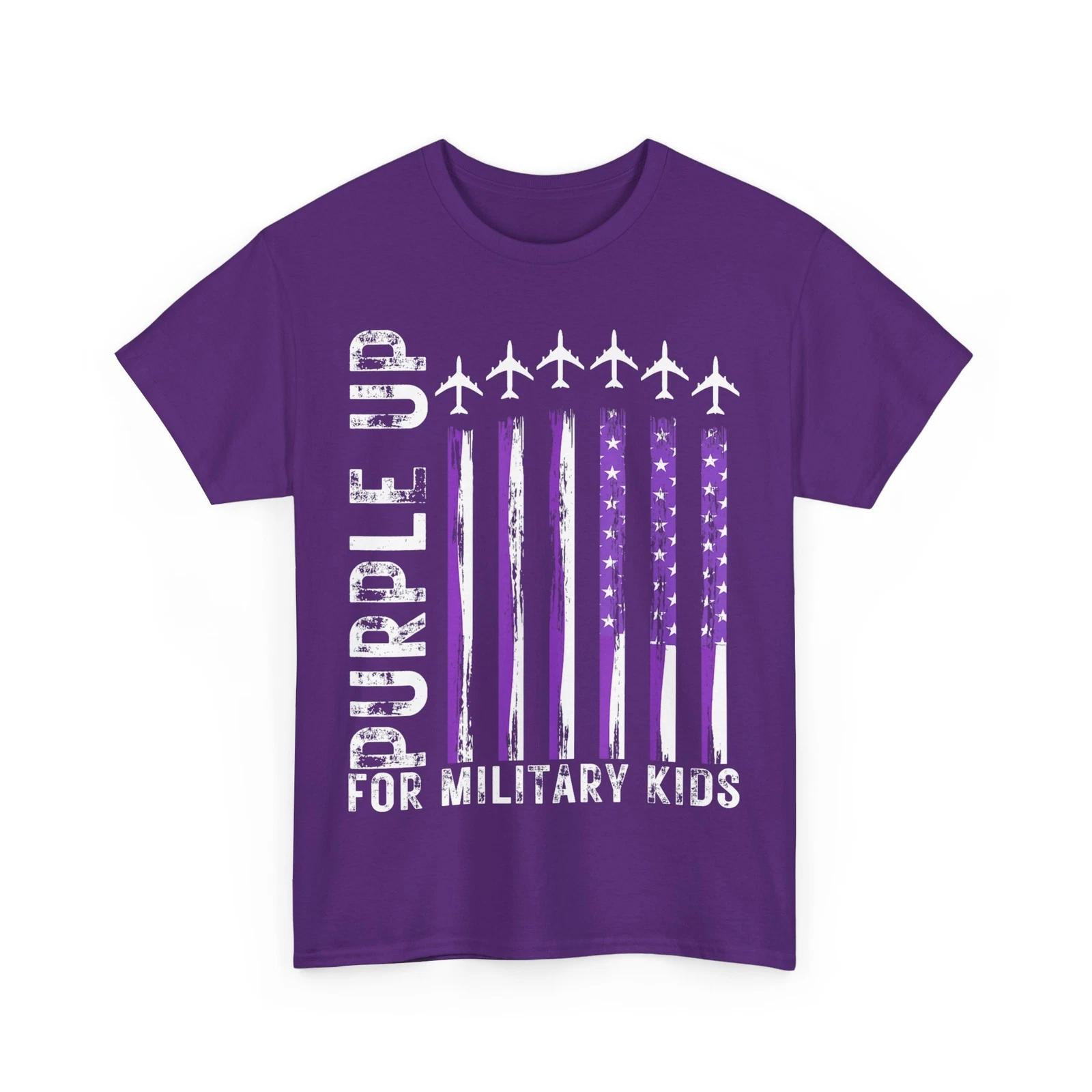 Military Child Month Shirt, Purple Up For Military Kids American Flag Shirt M