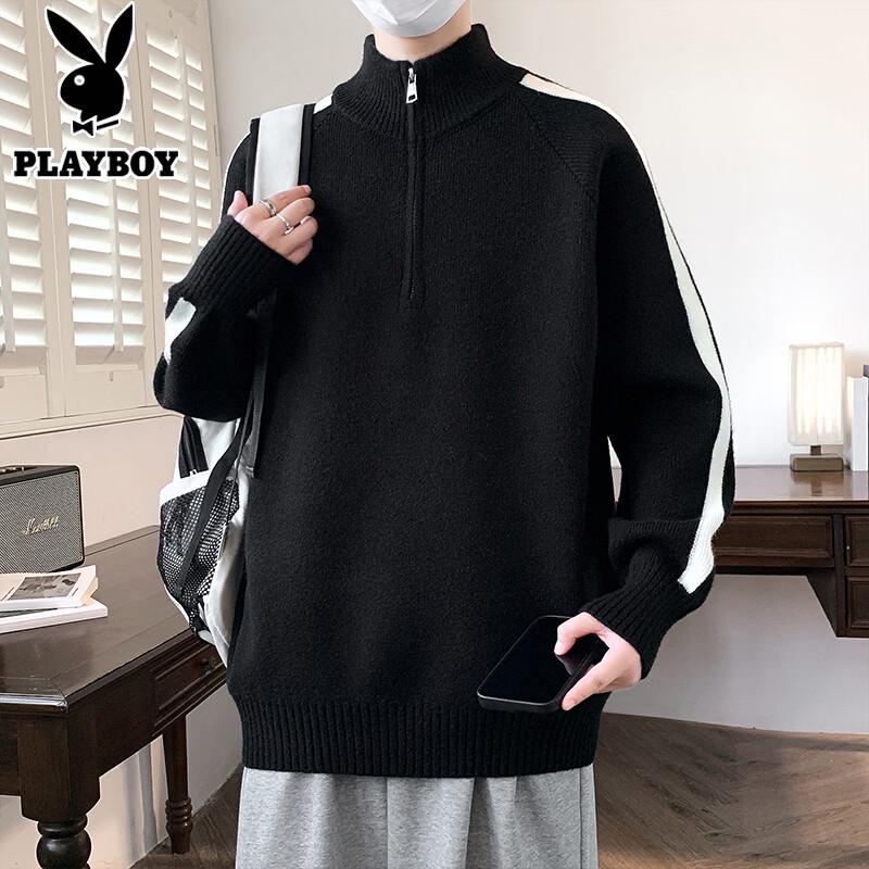 PLAYBOY Men's Half-Zip Stand Collar Sweater