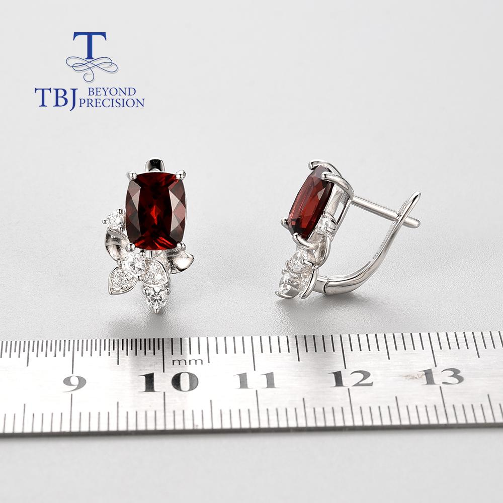Boucle d'oreille fermoir en argent Sterling 925 avec pierres précieuses grenat rouge naturel, bijoux fins pour femmes, joli ensemble de bijoux
