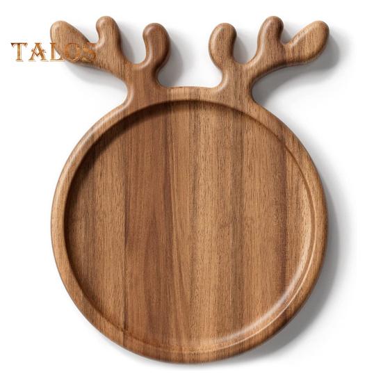 Christmas Antler Wood Plate for Food Presentation Elegant Wooden Dinner Plate for Christmas Atmosphere Festive Tableware Decor for Holiday