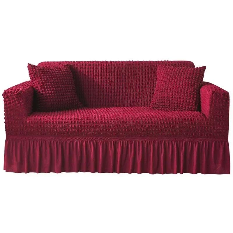 1/2/3/4 Seater Seersucker Sofa Slipcover High Stretch Couch Cover Thick Corner Sofa Protector Elastic Corner Couch Covers