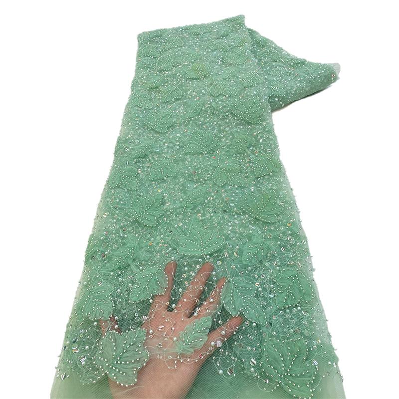 High Quality African Tube Beaded Sequin Lace Fabric Sequin Embroidery French Tulle Lace Nigerian Wedding Dress Cheongsam Fabric
