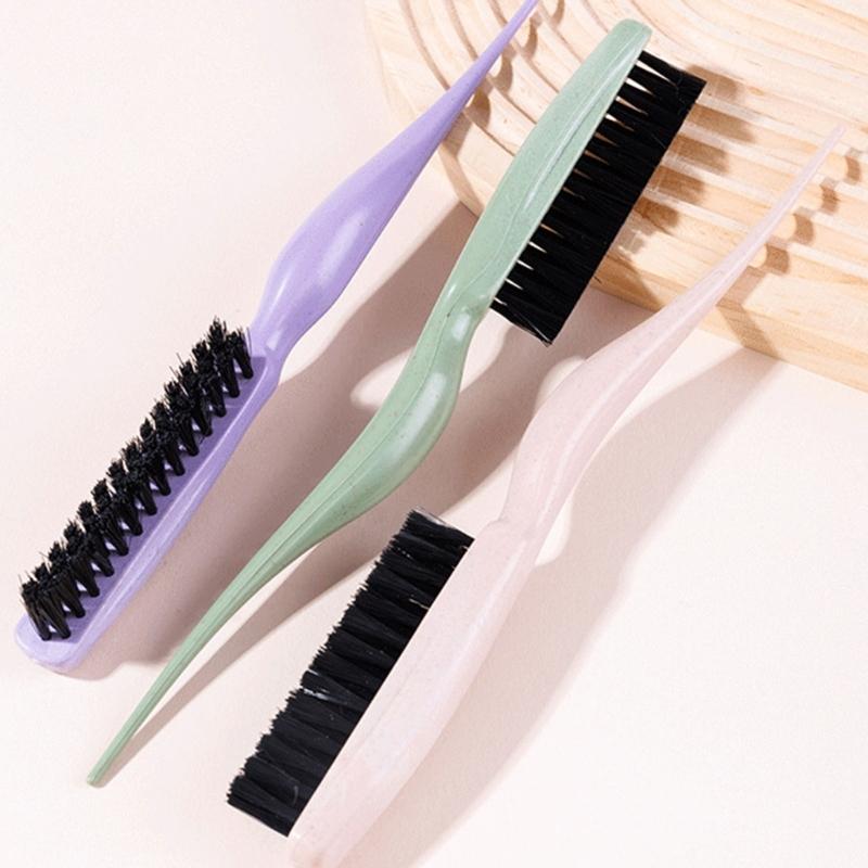 Nylon Bristles Teasing Hair Brush Slick Back Hair Brush with Rattail Pick Teasing Hairbrush for Sectioning and Parting