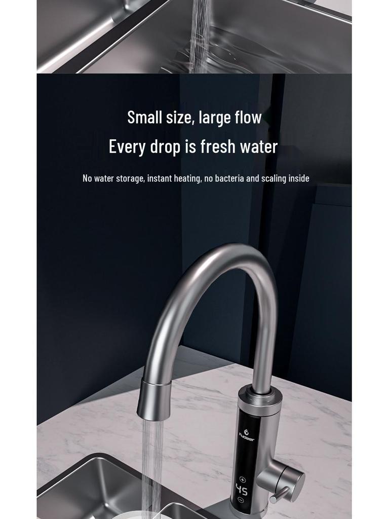 Stainless Steel Electric Faucet with Intelligent Temperature Control for Instant Hot and Cold Water