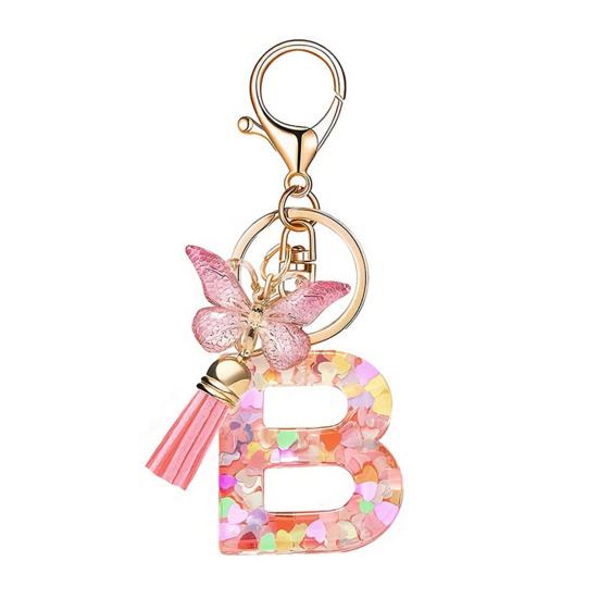 Heart Keyring Keychain Pendant Epoxy Resin Pink 10.7 Cm/4.21 In 1 Pc
