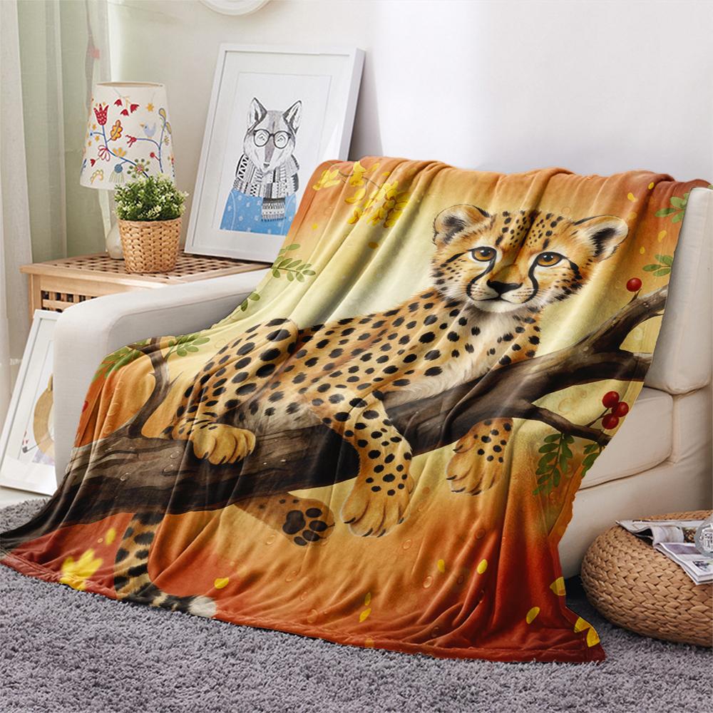 1PC Leopard Cat Print Flannel Blanket, High quality All Seasons, Home Decor, Warmth and Comfort, Perfect for Christmas Gifts