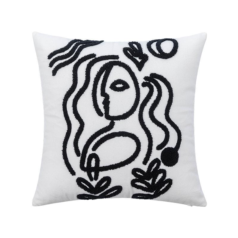 Nordic Ins-style Living Room Sofa Pillow Cushion Retro Model Room Bedside Backrest Pillow Embroidered Pillow Cover