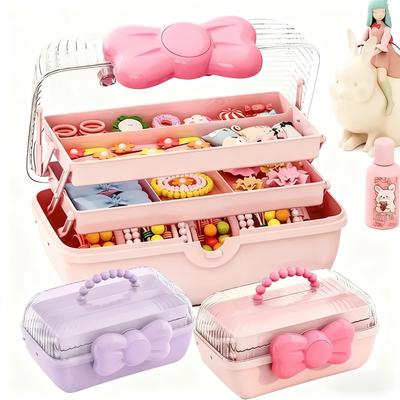 Girl Hair Accessories Storage Box Portable Jewelry Storage Box for Hair Ties Hair Pins Barrette Hair Bows Scrunchies