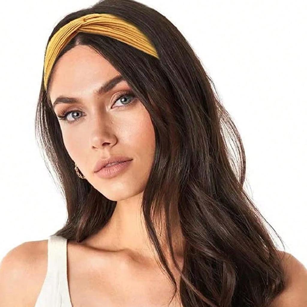 Headbands For Women Twist Knotted Women Head Bands Boho Stretchy Hair Bands Non Slip For Girls Criss Cross Turban Plain Headwrap Yoga Workout Vintage