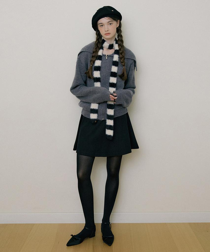 Riorg Eot Soft Wool Flare Mini Skirt Black