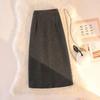 Plaid Woolen High-Waist Slit Pencil Skirt - Autumn/Winter 2025 Korean Style