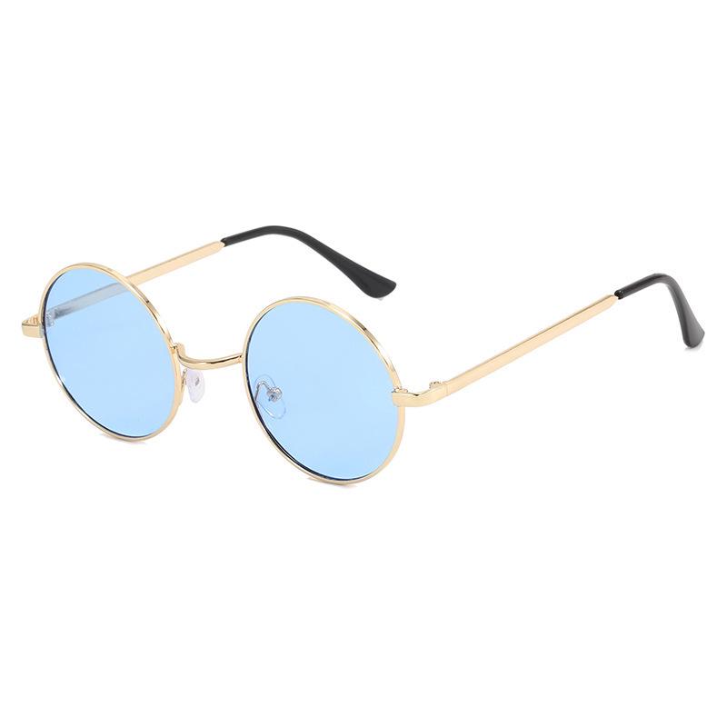 Occhiali da Sole Unisex Stile Oceano con Montatura Rotonda in Metallo e Lenti Colorate per Livestream