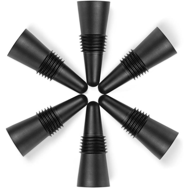 

6PCS Black Silicone Wine Bottle Stopper with Threaded Seal Ring and StainlessTop, Suitable for Wine Bottles