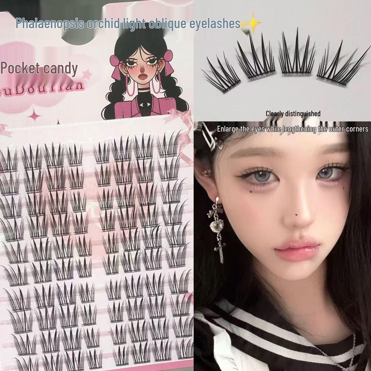 

Doudou Sweet Phalaenopsis Fox-Eye False Eyelashes - Super Fine Stem, Natural Curl, Thick & Sweet Look