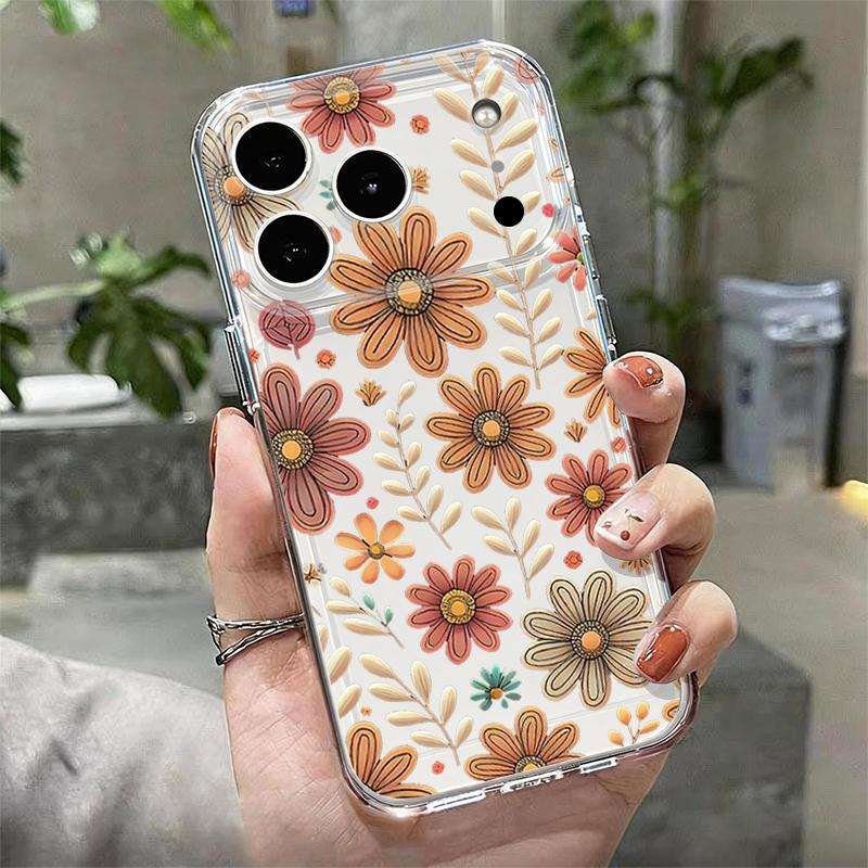 Vintage Floral Pattern Case For iPhone 17 Pro Max Coque iPhone 16 15 14 13 12 Pro Max 11 Clear TPU Silicone Soft Cover