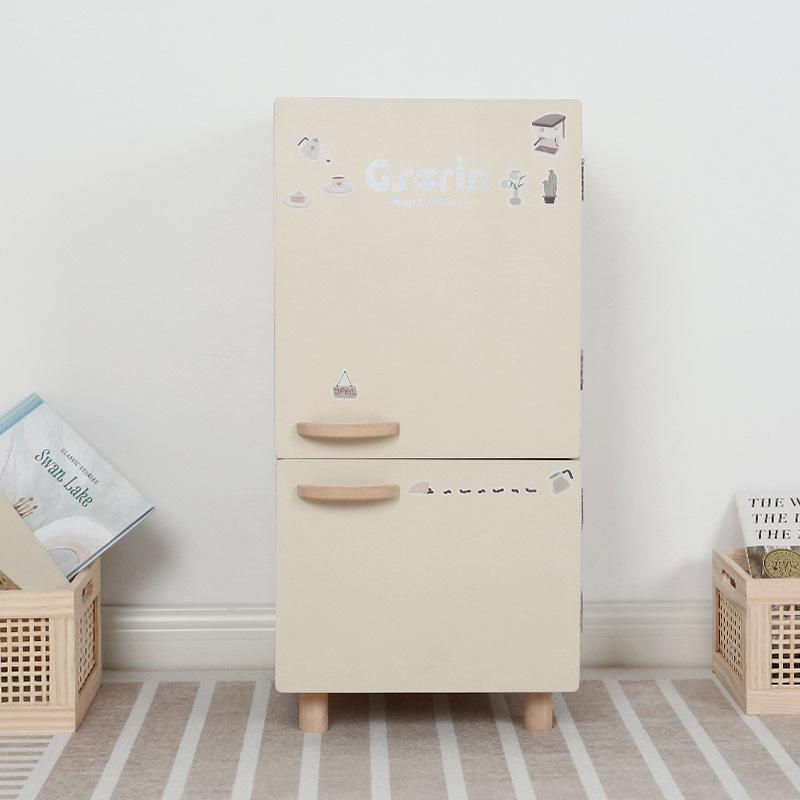 Nordic-Style Children's Dollhouse Kitchen Set: Refrigerator & Cooking Toys for Boys and Girls - Perfect Birthday Gift