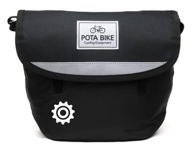 POTA BIKE Simple Front Bag for Mini Velo (Black Fabric/White Mark)