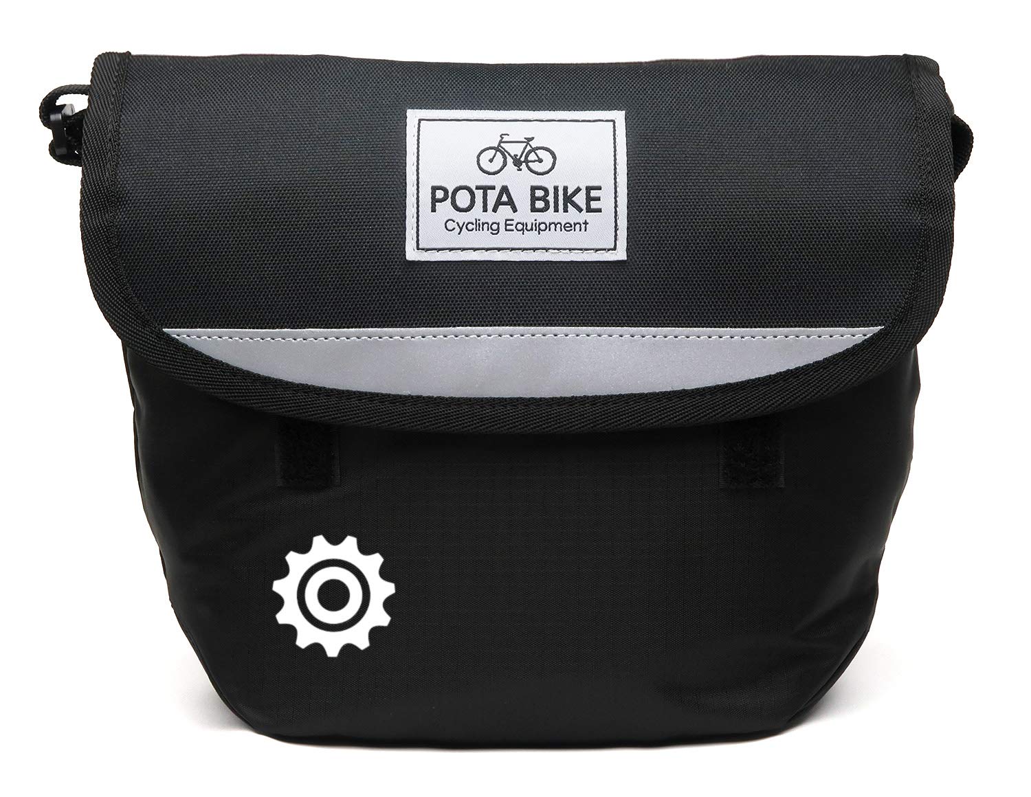 POTA BIKE Простая передняя сумка для мини-велосипеда (Черная ткань/Белая отметка)