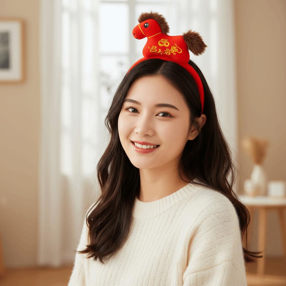 Mascot Horse Hairband Cartoon Plush Horse Headband Exquisite New Year Headband  Party Decoration