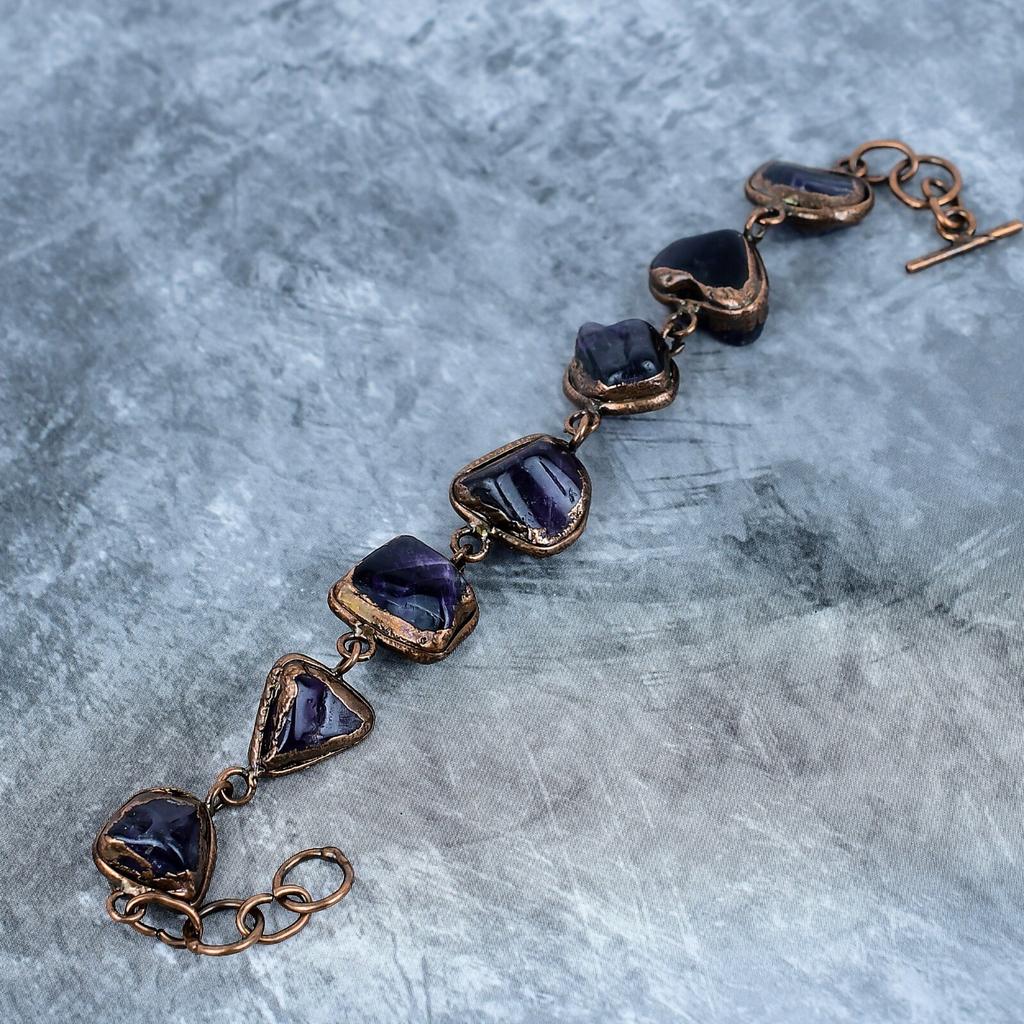 Amethyst Gemstone Copper Hook Electroformed Friendship Daughter Gift Bracelet VP-121