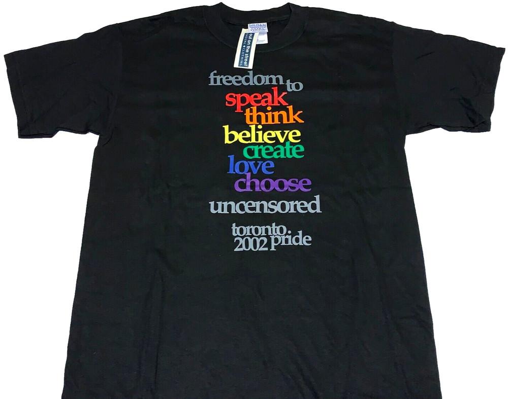

Rare Vintage 2002 Toronto Canada Pride Uncensored Freedom Gay T-Shirt New MEDIUM Unisex T-Shirt XXXXL