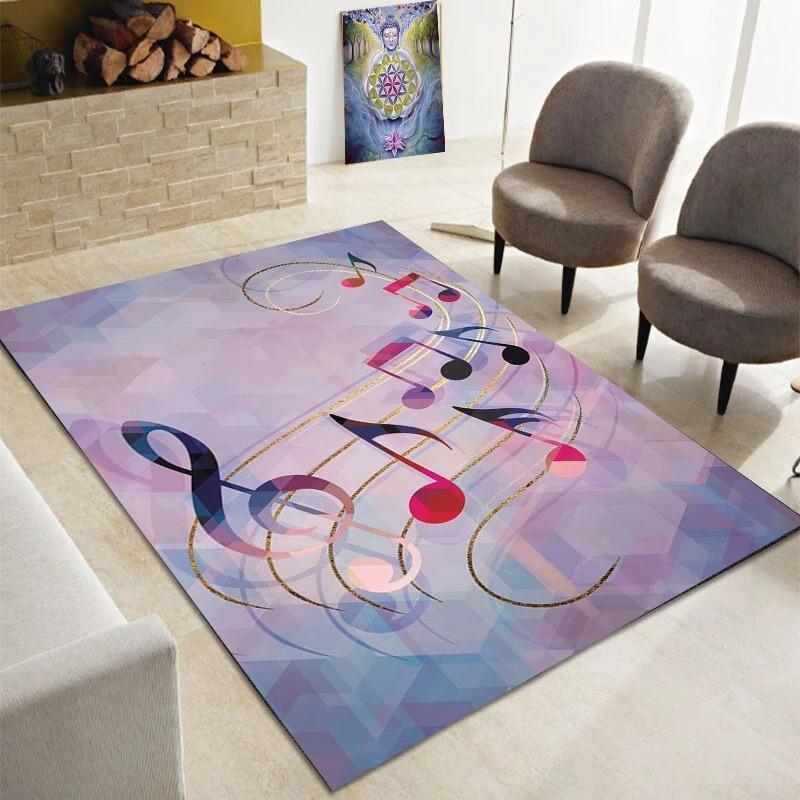 Piano Note Music Theme Series Carpet Home Decoration Bedroom Living Room Large Area Carpet Room Bedside Non-slip Floor Mat