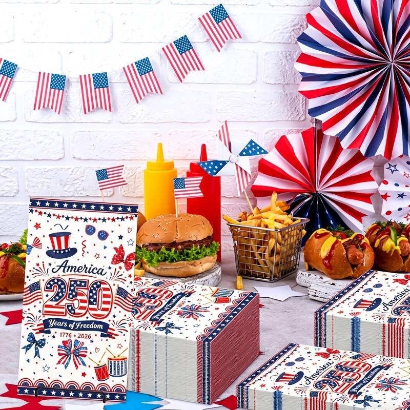 20/40Pcs 250th American Independence Napkins, Dinner Paper Dining Table Decor for Birthday Party United States Party Supplies