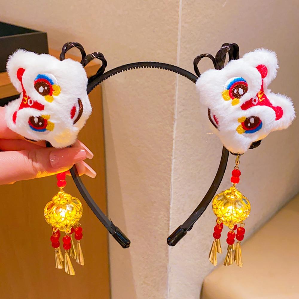 Flower Tassel Hanfu Wig Headband Chinese Style New Year Headdress  Children