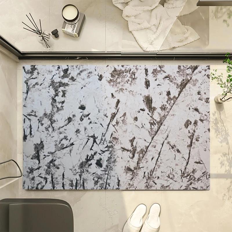 Bathroom anti slip absorbent mat with luxurious marble pattern toilet quick drying floor mat bathroom rug toilet mat