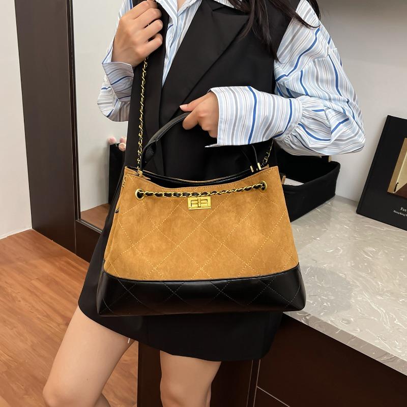 Tasche Damen neu kontrastfarben Retro-Kette Einzel-Schulter Achseltasche tragbar Umhängetasche Trend
