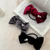 Elastic de păr din catifea coreeană cu fundă și perle: Accesorii de cap șic pentru toamnă/iarnă pentru femei