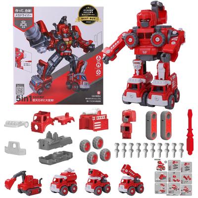 [Official] Build and Combine! Mecha Driver Carpenter Assembly Toy Tool Transforming Robot Combined Robot Car (Red)