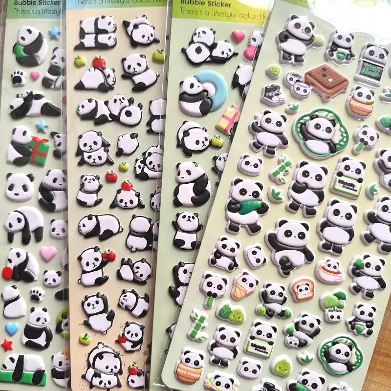 4pcs Bubble Stickers Cut Panda Sakura Creative Girl Diy Phone Case Camera Decoration Children Reward Toy 3D S Kid Friendly Entertaining Fun Play Safe