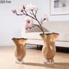 Kreative gefaltete Glasvase Schwarzer Rand Pflanzentöpfe Tischdekoration Hydroponik Blumenvase Modernes Zuhause Blumenarrangement