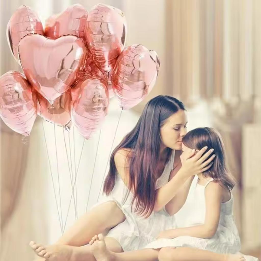 10pcs 18inch Rose Gold Love Heart Shape Foil Balloons Wedding Birthday Party Decorations Aluminum Foil Ballons Air Balls Globos