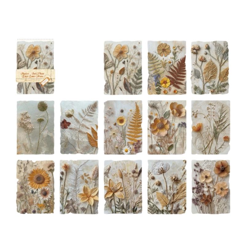 23Sheets Retro Scrapbooking Paper Embossed Flower Leaf Paper for Scrapbooking Photo Album Journal Notebook