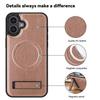 For iPhone 16 Plus Case Compatible with MagSafe with Folded Kickstand PC Silicone Leather Phone Back Cover