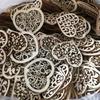 50/100pcs Wood Crafts Hollow Carved Flowers Love Wood Chip Hole Ornaments DIY Jewelry Accessories Home Decoration Pendants