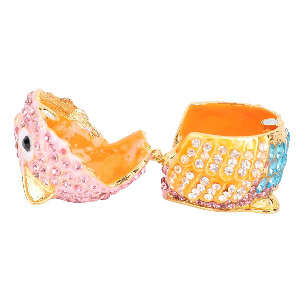 Owl Trinket Box Enameled Collectible Animal Figurine Jewelry Box Ring Holder Zinc Alloy Sparkling Rhinestone for Earrings Necklace
