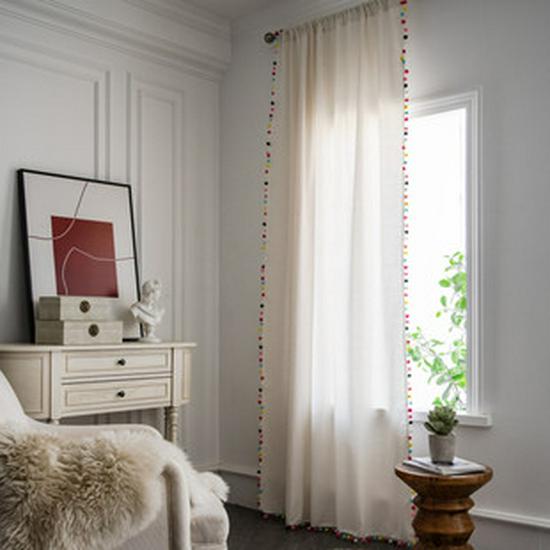 Nordic Beige Geometric Floral Lace Curtain Fabric for Living Room and Bedroom